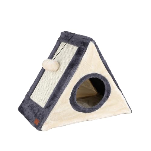 Katzenhaus mit Kratzbrettern aus Sisal - 42 x 35 cm - Katzenhöhle mit Spielball - Katzenhütte Katzenbett Katzenhäuschen für Katzen Aller Rassen von Spetebo