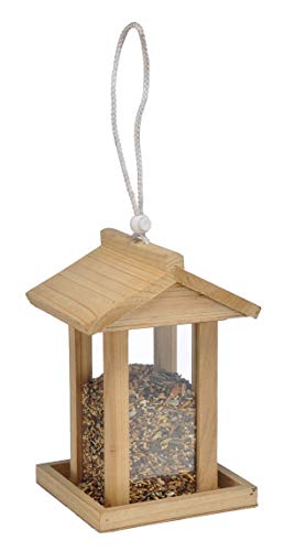 Spetebo Holz Vogel Futterhaus zum Hängen - Vogelhaus Futterstation Futterstelle Futterspender Vogelhäuschen von Spetebo