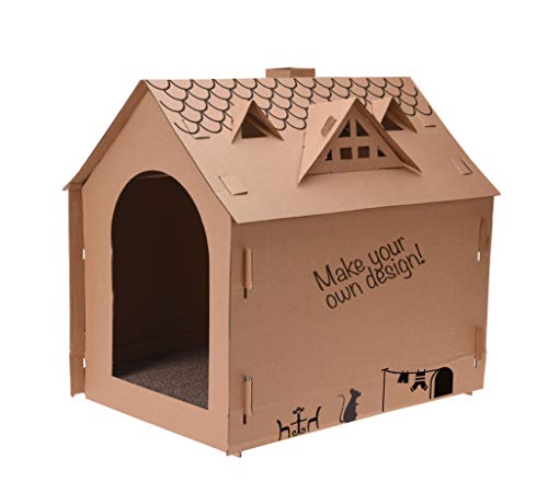 Spetebo Katzenhaus aus Wellpappe - 48x44x36 cm - DIY Katzenhütte zum selber gestalten - Katzenhöhle Katzenhäuschen von Spetebo