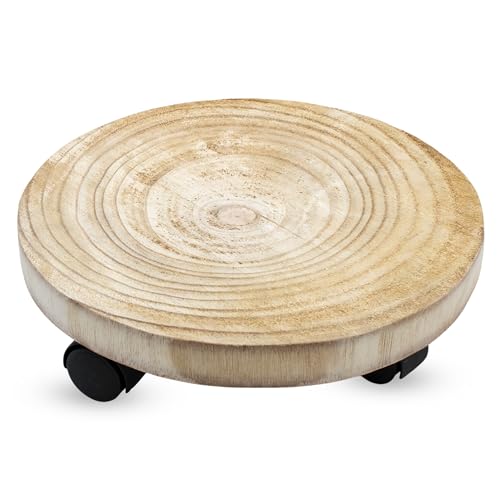 Spetebo Pflanzentrolley aus Baumscheibe massiv - 30 cm - Holz Blumentopf Unterteller rund mit 4 Rollen - Pflanzenroller Pflanzenwagen Rolluntersetzer Rollbrett Spetebo Pflanzentrolley aus Baumscheibe massiv - 30 cm - Holz Blumentopf Unterteller rund mit 4 Rollen - Pflanzenroller Pflanzenwagen Rolluntersetzer Rollbrett von Spetebo