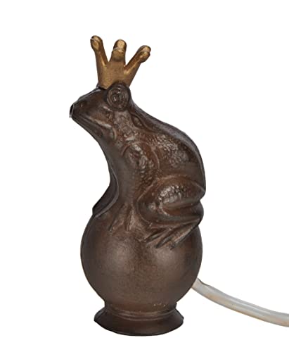 Spetebo Wasserspeier Froschkönig aus Gusseisen Dunkelbraun - 22 x 11 cm - Teichfigur inklusive Wasserpumpe - Garten Brunnen Teich Deko Figur außen von Spetebo