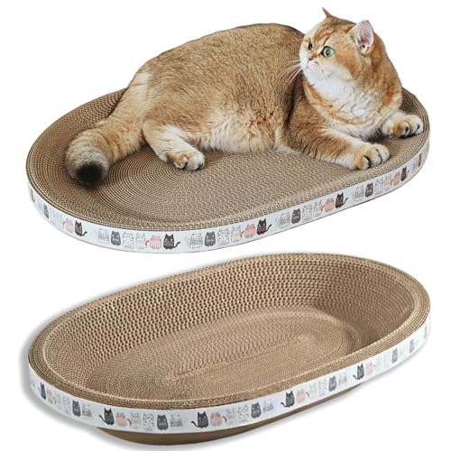 Spindro 2 Pack Großer Katzenkratzer Karton, Oval Katzenkratzbett Katzenkratzpad Board Lounge Couch für Indoor Katzen Schüssel geformt Katzenkratzbaum 57cmx42cm Spindro 2 Pack Großer Katzenkratzer Karton, Oval Katzenkratzbett Katzenkratzpad Board Lounge Couch für Indoor Katzen Schüssel geformt Katzenkratzbaum 57cmx42cm von Spindro
