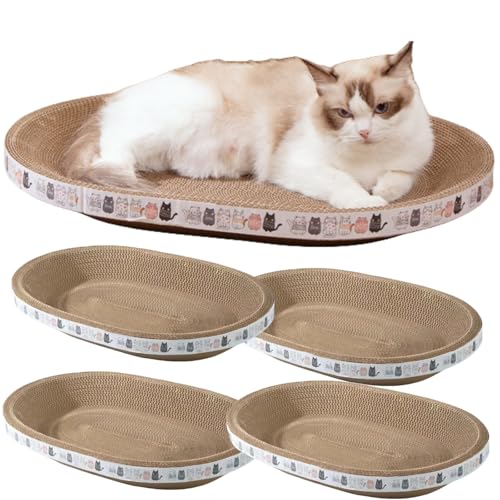 Spindro 4 Pack Großer Katzenkratzer Karton, Oval Katzenkratzbett Katzenkratzpad Board Lounge Couch für Indoor Katzen Schüssel geformt Katzenkratzbaum 47cmx32cm Spindro 4 Pack Großer Katzenkratzer Karton, Oval Katzenkratzbett Katzenkratzpad Board Lounge Couch für Indoor Katzen Schüssel geformt Katzenkratzbaum 47cmx32cm von Spindro