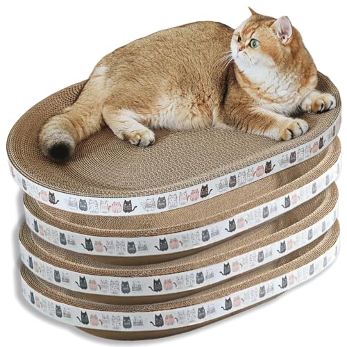 Spindro 4 Pack Großer Katzenkratzer Karton, Oval Katzenkratzbett Katzenkratzpad Board Lounge Couch für Indoor Katzen Schüssel geformt Katzenkratzbaum 57cmx42cm Spindro 4 Pack Großer Katzenkratzer Karton, Oval Katzenkratzbett Katzenkratzpad Board Lounge Couch für Indoor Katzen Schüssel geformt Katzenkratzbaum 57cmx42cm von Spindro