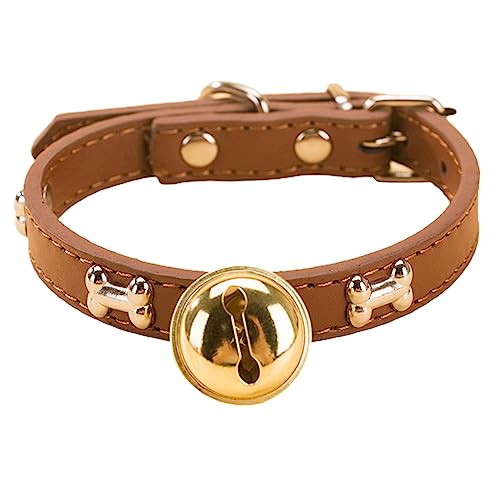 Haustierhalsband, verstellbar, verschleißfest, weiches Knochenmuster, Haustierzubehör, Valentinstag, Muttertag, Hochzeit, Jahrestag, Party, Abschluss, Weihnachten, Geburtstag (Braun, L) von SpirWoRchlan