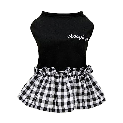 Haustierkleid, Rundhalsausschnitt, bezaubernd, weich, bequem, Gittermuster, ärmellos, Haustierbedarf, Valentinstag/Muttertag/Weihnachten/Geburtstagsgeschenke (Schwarz, XS) von SpirWoRchlan
