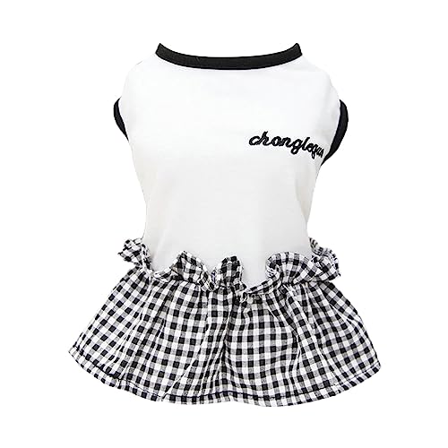 Haustierkleid, Rundhalsausschnitt, bezaubernd, weich, bequem, Gittermuster, ärmellos, Haustierbedarf, Valentinstag/Muttertag/Weihnachten/Geburtstagsgeschenke (Weiß, M) von SpirWoRchlan
