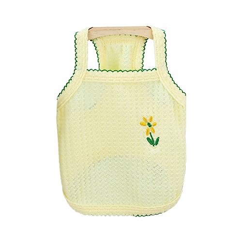 Haustierweste, quadratischer Ausschnitt, bezaubernd, bequem, weiche Blumenstickerei, für Welpen, Hunde, Kleidung, Alltag, Valentinstag, Muttertag, Weihnachten, Geburtstag (Gelb, L) von SpirWoRchlan