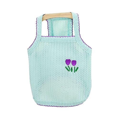 Haustierweste, quadratischer Ausschnitt, bezaubernd, bequem, weiche Blumenstickerei, für Welpen, Hunde, Kleidung, Alltag, Valentinstag, Muttertag, Weihnachten, Geburtstag (Grün, S) von SpirWoRchlan