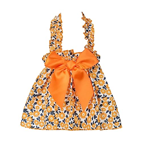 Hundekleid, bequem, weich, auffällig, Baumwolle, Blumenmuster, Schleife, Halfterkleid, Haustierbedarf, Valentinstag/Muttertag/Weihnachten/Geburtstagsgeschenke (Orange, S) von SpirWoRchlan