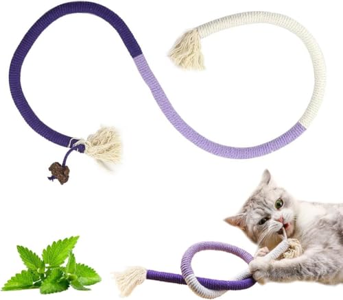 Natürliches Katzenminze-Kauseil für Katzen - 3 Stück (je 68,6 cm) | Katzenzahnreinigung Kauspielzeug Seil | Interaktives Katzenspielzeug für Indoor-Katzen & Kätzchen | Stressabbau, Zahngesundheit von SpirWoRchlan
