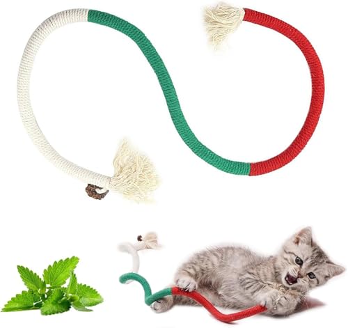 Natürliches Katzenminze-Kauseil für Katzen - 3 Stück (je 68,6 cm) | Katzenzahnreinigung Kauspielzeug Seil | Interaktives Katzenspielzeug für Indoor-Katzen & Kätzchen | Stressabbau, Zahngesundheit von SpirWoRchlan