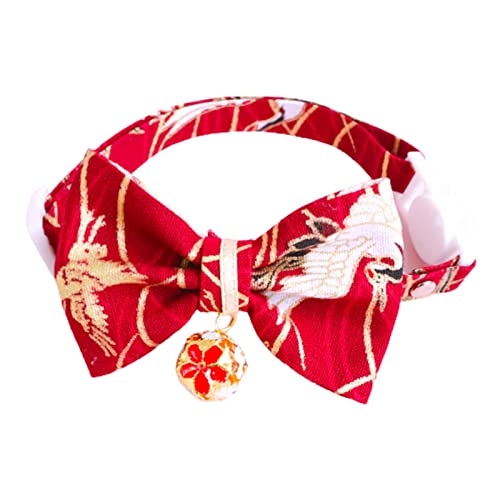 SpirWoRchlan Katzenhalsband, schönes Haustier-Halsband mit Schleife, japanischer Stil, Weinrot SpirWoRchlan Katzenhalsband, schönes Haustier-Halsband mit Schleife, japanischer Stil, Weinrot von SpirWoRchlan