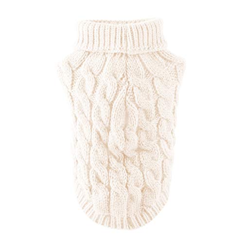 SpirWoRchlan Pullover für kleine Hunde und Katzen, Chihuahua, Herbst und Winter, Strickwaren, Bluse, Outfit, Hundezubehör, Geburtstag, Weihnachten, Erntedankfest, Valentinstagsgeschenke (Weiß, L) von SpirWoRchlan