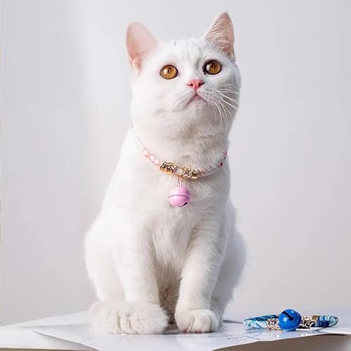 Katzenhalsband mit Glocke - Japanisch - verstellbar in der Länge - Farbe Rosa von Spire