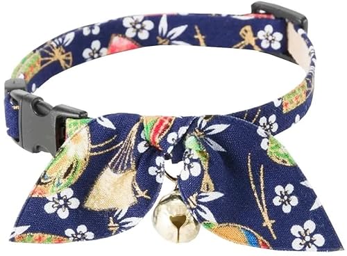 Necoichi Zen Halsband | Katzen | Blau | Kimono Schleife | Glocke | Verstellbar von 25 bis 36cm von Spire