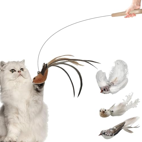 Spizummp Katzenfederspielzeug | Interaktives Katzenspielzeug für Indoor-Katzen – Kätzchenspielzeug, Spielübung, Feder, Katzenstange, Simulation, Vogeldraht, Katzenstock Spizummp Katzenfederspielzeug | Interaktives Katzenspielzeug für Indoor-Katzen – Kätzchenspielzeug, Spielübung, Feder, Katzenstange, Simulation, Vogeldraht, Katzenstock von Spizummp