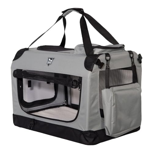 SPOCADO Palace Transporttasche für Hunde und Kleintiere - vielseitige Öffnungen, doppelte Tragegriffe, optimale Frischluftzufuhr - versch. Varianten verfügbar (Grau, 60 x 42 x 42 cm) von Spocado