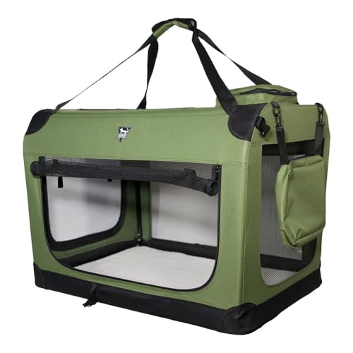 SPOCADO Palace Transporttasche für Hunde und Kleintiere - vielseitige Öffnungen, doppelte Tragegriffe, optimale Frischluftzufuhr - versch. Varianten verfügbar (Grün, 70 x 52 x 52 cm) von Spocado