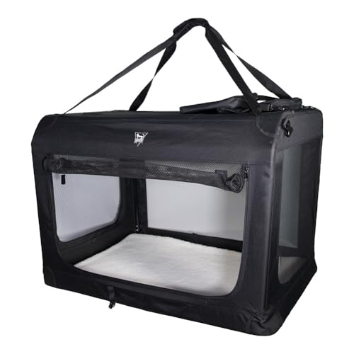 SPOCADO Palace Transporttasche für Hunde und Kleintiere - vielseitige Öffnungen, doppelte Tragegriffe, optimale Frischluftzufuhr - versch. Varianten verfügbar (Schwarz, 82 x 59 x 59) von Spocado