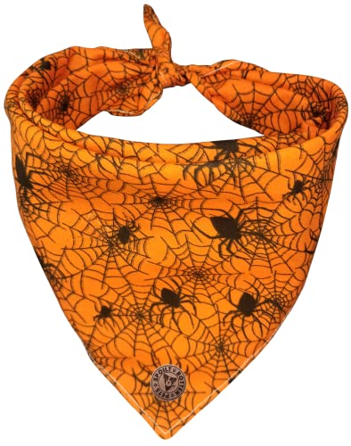 Spoilt Rotten Pets Halstuch, Halloween-Design, gebunden, Spinnennetz-Design, passend für 22,9 cm bis 41,9 cm Halstuch, klein/mittelgroß, Orange von Spoilt Rotten Pets