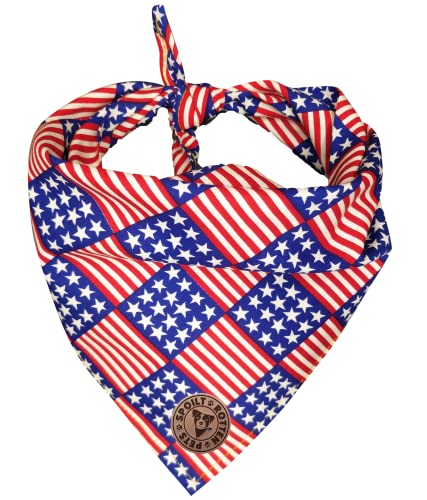 Spoilt Rotten Pets Halstuch mit USA-Flagge, Sterne und Streifen, gebunden, passend für 40,6 cm bis 62,2 cm Halsumfang, Größe M/L von Spoilt Rotten Pets