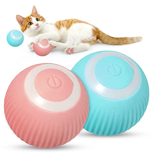 Katzenspielzeug Elektrisch Katzenball, Interaktives Katzenspielzeug Ball mit LED Licht, USB 360-Grad-Ball selbstbeschäftigung Intelligenz Wiederaufladbarer Elektrische Katzenbälle für Katzen (2pcs) von Sporgo