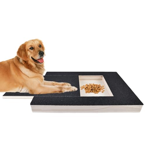Sporgo Kratzbrett für Hunde: Scratch Pad for Dogs Nail Board mit Leckerlibox, Massivholz Dog Nail Scratch Board Multifunktionale Kratzbretter zu Krallenknipsern und Schleifern für Hunde(Schwarz) von Sporgo