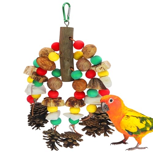 Papageienspielzeug: Kauen Vogelspielzeug, Wellensittich Spielzeug Mehrfarbige Natürliches Holz Vogel Spielzeug mit Kiefernzapfen, für Kakadus, kleine Sittiche, Wellensittich, Aras, Nymphensittich Papageienspielzeug: Kauen Vogelspielzeug, Wellensittich Spielzeug Mehrfarbige Natürliches Holz Vogel Spielzeug mit Kiefernzapfen, für Kakadus, kleine Sittiche, Wellensittich, Aras, Nymphensittich von Sporgo