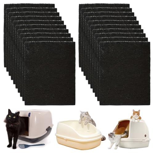 Sporgo 20 Stück Katzenklo Aktivkohlefilter: Katzentoilette Ersatz Filter Hochsaugfähiger Katzenklo Filter, Geruchsneutralisierer, für Katzentoilette mit Deckel (11,5 x 10,5 x 0,5cm) von Sporgo