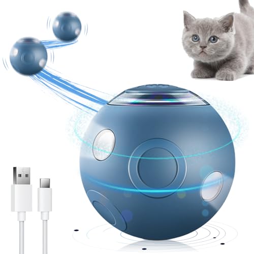 Sporgo Katzenspielzeug Elektrisch Katzenball: Interaktives Katzenspielzeug Ball mit LED Licht, USB 360-Grad-Ball selbstbeschäftigung Intelligenz Wiederaufladbarer Elektrische Katzenbälle für Katzen von Sporgo