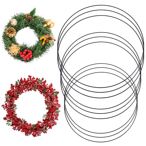 Sporgo Metallringe, 9 Stück 3 Größen Metallringe zum Basteln, 20cm 25cm 30cm Drahtringe Deko Metallring Makramee Zubehör Ringe für DIY Floral Hoops Traumfänger Hochzeitskranz Floristik (Schwarz) von Sporgo