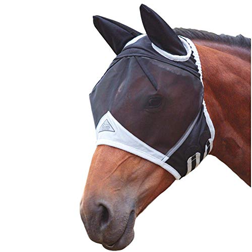 Sport Tent Fliegenmaske Pferd Mit Ohren Fliegende Maske Atmungsaktive Fliegenschutzmaske (Schwarz L) von Sport Tent