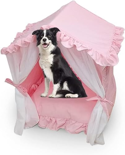 Sport Tent Haustierbett Höhle Hundehütten für drinnen Hunde Welpen & Katzen Zelt mit Kissen Prinzessin Bett Haustierhaus waschbare Hundebetten M, rosa, 0 von Sport Tent