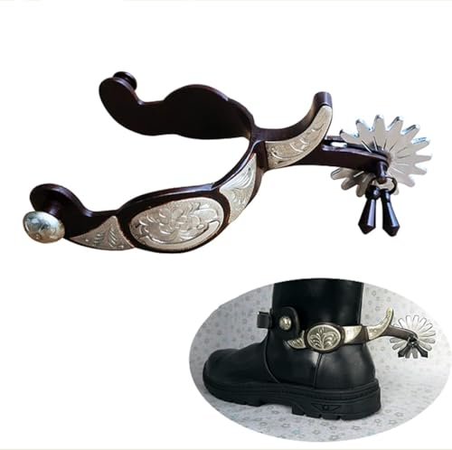 Sport Tent-Reitsporen mit Riemen Western Sporen Vitage Westernsporen Pferdesporen Cowboy Reiten Schnürsenkel Knöchel Schuhriemen für Pferdetraining Reitdressur (Silber) von Sport Tent