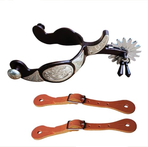 Sport Tent-Reitsporen mit Riemen Western Sporen Vitage Westernsporen Pferdesporen Cowboy Reiten Schnürsenkel Knöchel Schuhriemen für Pferdetraining Reitdressur (Silber mit die braunen Spornen Binde) Sport Tent-Reitsporen mit Riemen Western Sporen Vitage Westernsporen Pferdesporen Cowboy Reiten Schnürsenkel Knöchel Schuhriemen für Pferdetraining Reitdressur (Silber mit die braunen Spornen Binde) von Sport Tent
