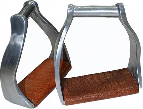 Sport Tent- Western Steigbügel Edelstahl Reitbügel Paar Bügel Steigbügeleisen & -tritte Vintage Stirrups für Reitsattel, mit Rindsleder Pedal/Trittbrett gepolstert Silber+braun Sport Tent- Western Steigbügel Edelstahl Reitbügel Paar Bügel Steigbügeleisen & -tritte Vintage Stirrups für Reitsattel, mit Rindsleder Pedal/Trittbrett gepolstert Silber+braun von Sport Tent