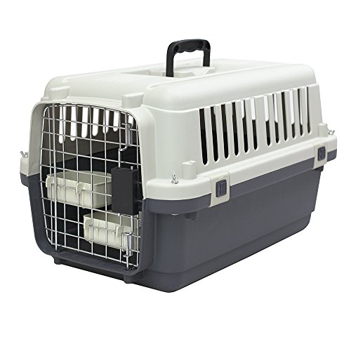 SportPet Designs Plastic Kennels Rolling Plastic Wire Door Travel Dog Crate - Small - No Wheel, Tan von SPORT PET