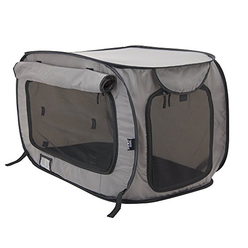 SportPet Designs Tragbare Hundehütte, für drinnen und draußen, tragbare Katzenkäfig, Tragetasche und Futter-Set, Pop Open Kennel von SPORT PET