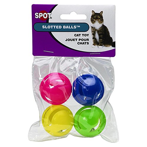 Spot Ethical Pet Slotted Balls Colorful Cat Toys with Bells - 3 Pack (12 Balls) von SPOT