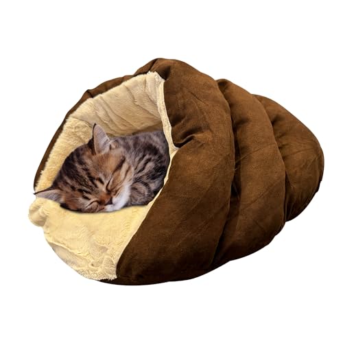 SPOT Sleep Zone Kuschelhöhle – Katzenhöhlenbett für Indoor-Katzen und Mini-Hunde, langlebig, bequem, waschbar, für Kätzchen und Welpen unter 4,5 kg und 30,5 cm lang, Schokoladenfarbe von SPOT