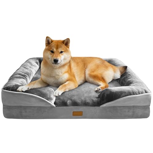 Spotted Play Orthopädisches Hundebett mit Seiten - Hundesofabetten für große Hunde, stützendes Schaumstoff-Haustier-Couch-Bett mit waschbarem, abnehmbarem Bezug, wasserdichtem Futter und rutschfester Spotted Play Orthopädisches Hundebett mit Seiten - Hundesofabetten für große Hunde, stützendes Schaumstoff-Haustier-Couch-Bett mit waschbarem, abnehmbarem Bezug, wasserdichtem Futter und rutschfester von Spotted Play