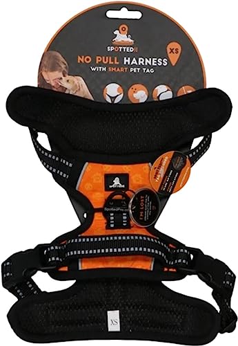 Spotted! PRO Harnas No-Pull – Hundegeschirr mit QR-Token - Hundegeschirr Anti Pull - Wasserdicht - Brustumfang 48-55 cm - Größe XS - Orange von Spotted! Pro
