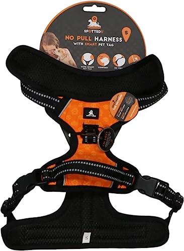 Spotted! PRO Harnas No-Pull – Hundegeschirr mit QR-Token - Hundegeschirr Anti Pull - Wasserdicht - Brustumfang 56-58 cm - Größe S - Orange von Spotted! Pro