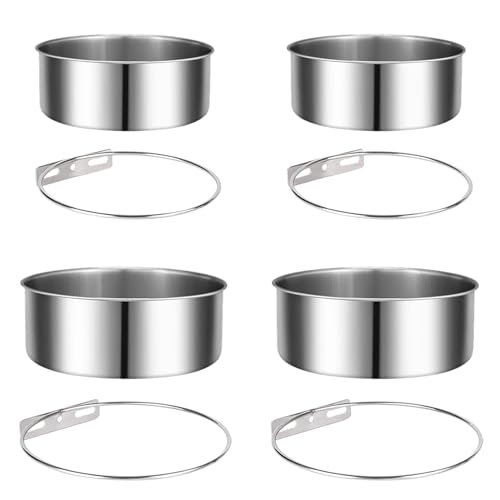 Spourita HundenäPfe im 4Er-Pack, Edelstahl-Hundefutternapf und Wassernapf, HäNgende HundenäPfe für KäFigkäFige, HundehüTten, Auslaufsicher von Spourita