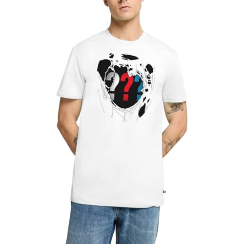 Spreadshirt Die DREI Fragezeichen Brust Destroyed Look Männer Premium T-Shirt, L, Weiß von Spreadshirt