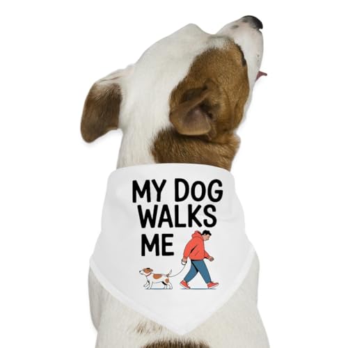 Spreadshirt My Dog Walks Me Geschenk Für Hundebesitzer Hunde-Bandana, One Size, Weiß Spreadshirt My Dog Walks Me Geschenk Für Hundebesitzer Hunde-Bandana, One Size, Weiß von Spreadshirt