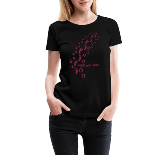 Spreadshirt Never Walk Alone Hund Mensch Hufabdrücke Frauen Premium Bio T-Shirt, 3XL, Schwarz Spreadshirt Never Walk Alone Hund Mensch Hufabdrücke Frauen Premium Bio T-Shirt, 3XL, Schwarz von Spreadshirt