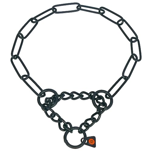 Sprenger Hundehalskette mit Durchzugskette 3mm I Edelstahl rostfreies Hundehalsband für langhaar Hunderassen bis 55 kg - schwarz (58 cm) von Herm Sprenger