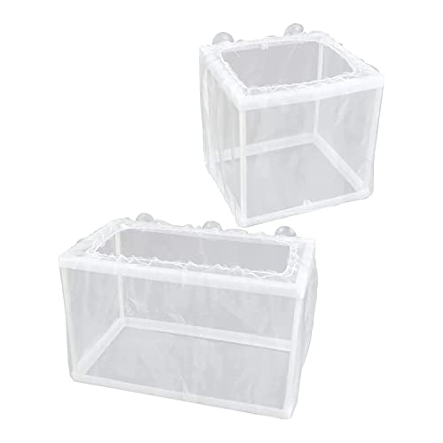 2 Pack Fischzuchtbox Set Tank Brutnetz Aquarium Trennnetz Nylon Inkubator Mesh, Fry Hatchery Inkubator Mesh 8 Saugnapf für neugeborene kleine Fische (großes und kleines Kit) von Spring.Rd